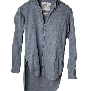 Frank & Eileen Grayson Blue Button Down 100% Cotton Italian Fabric size XXS NWOT
